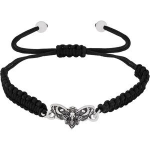 Goth Emo Grunge Skull Moth Bracelet Zinc Adjustable Rope Women Gift